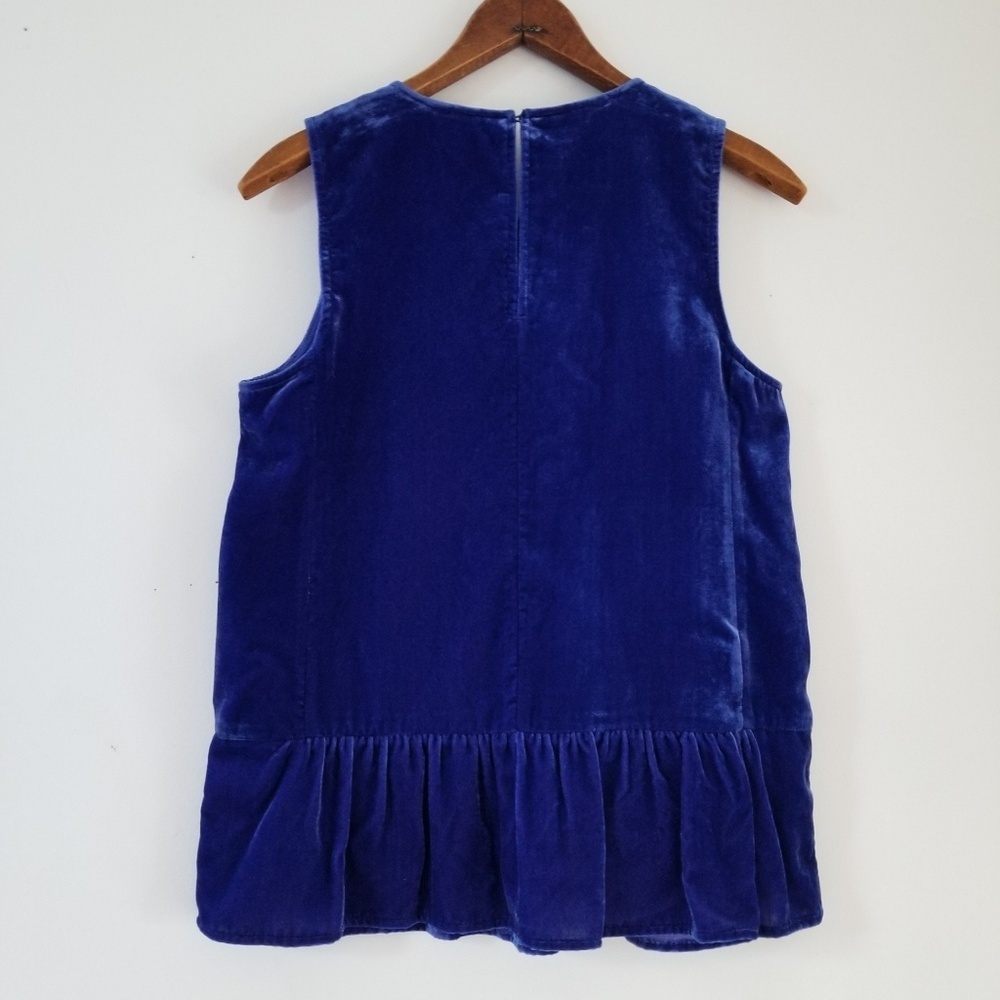 J. Crew Velvet Royal Blue Peplum Top - Picture 3 of 8